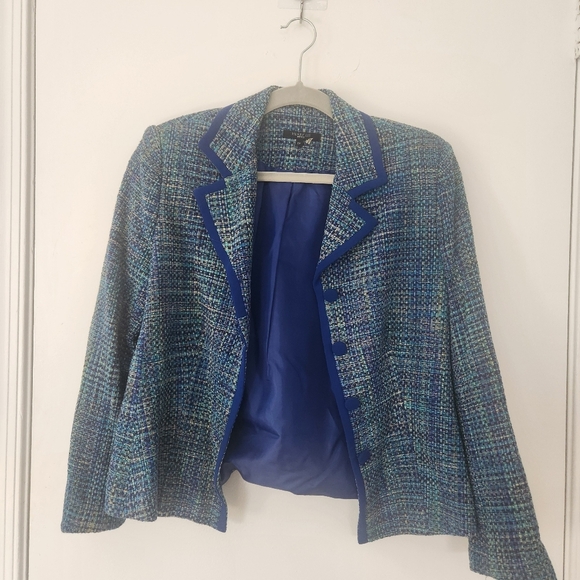 Henry Lee  Blue Tweed Women's blazer Vintage - Picture 2 of 7